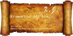 Kramarits Júlia névjegykártya